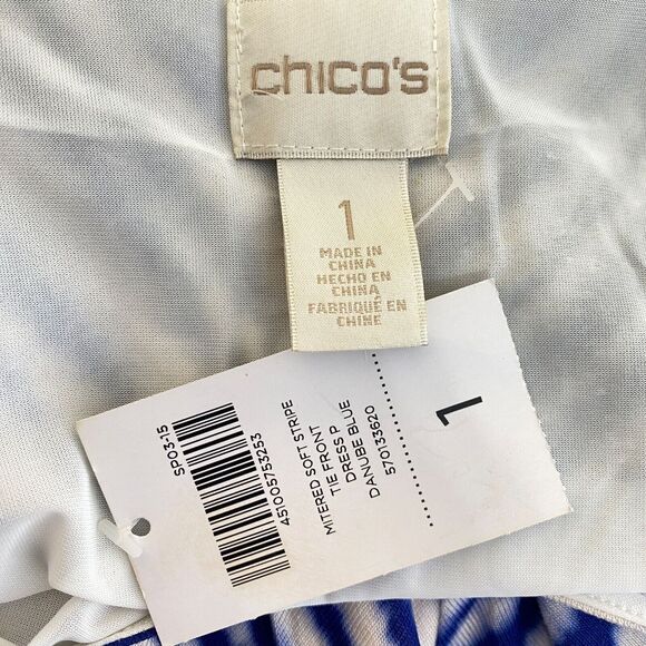 New Chico's V-Neck Striped Maxi Dress Women's Size Medium  (Chico's Size 1) - Picture 3 of 9